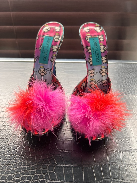 Jimmy Choo Shoes - Jimmy Choo Rob Pruitt Zebra Glitter Multicolor Patent Leather Slides Mules